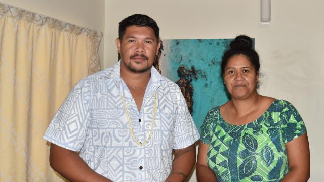 Junior Tapoki, National Environment Service senior environmental compliance officer, with Tekura Moeka’a, NES manager environmental policy and planning