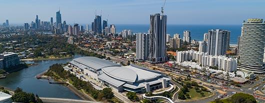 Aerial view of the Gold Coast Convention and Exhibition Centre